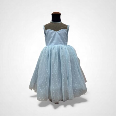 Abito bimba in tulle pois celeste chiaro