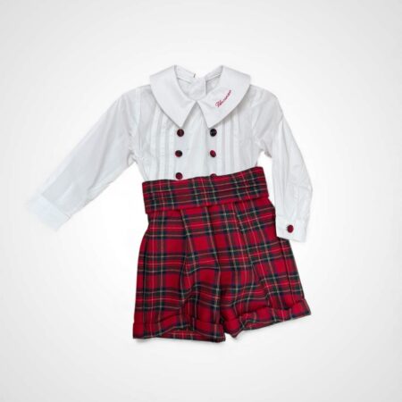 Completo bimbo in tartan rosso