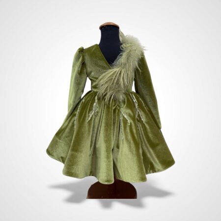 Abito bimba fatal con piume e punti luce