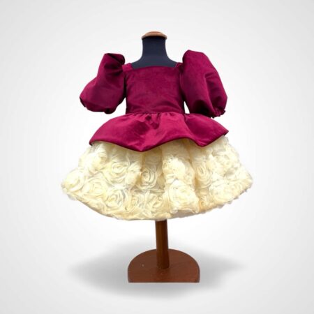 Abito romance in velluto bordeaux