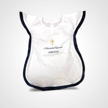 Veste battesimale con bordino blu in velvet