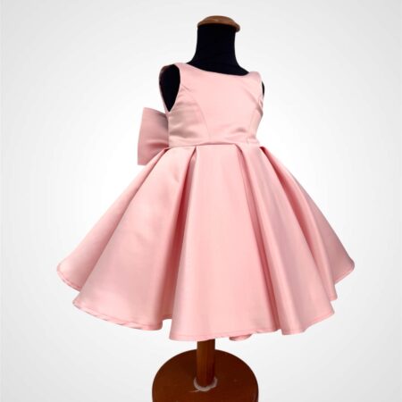 Abito scollo dietro in duchesse con fiocco personalizzabile