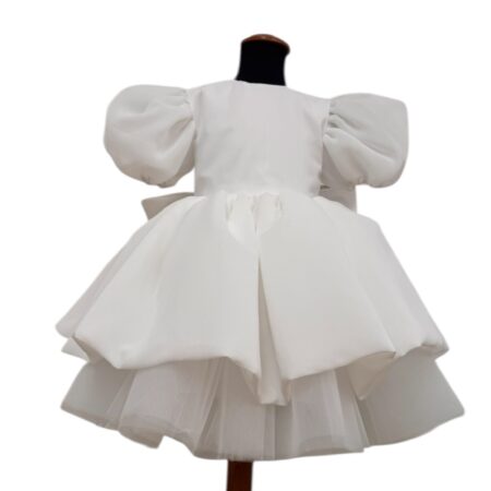 Abito in seta rivestito in chiffon con doppio fiocco